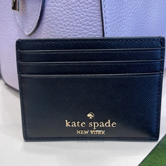Kate Spade Madison Saffiano Leather Small Slim Card Holder
COLOR: Black 
NWT - Picture 6 of 16